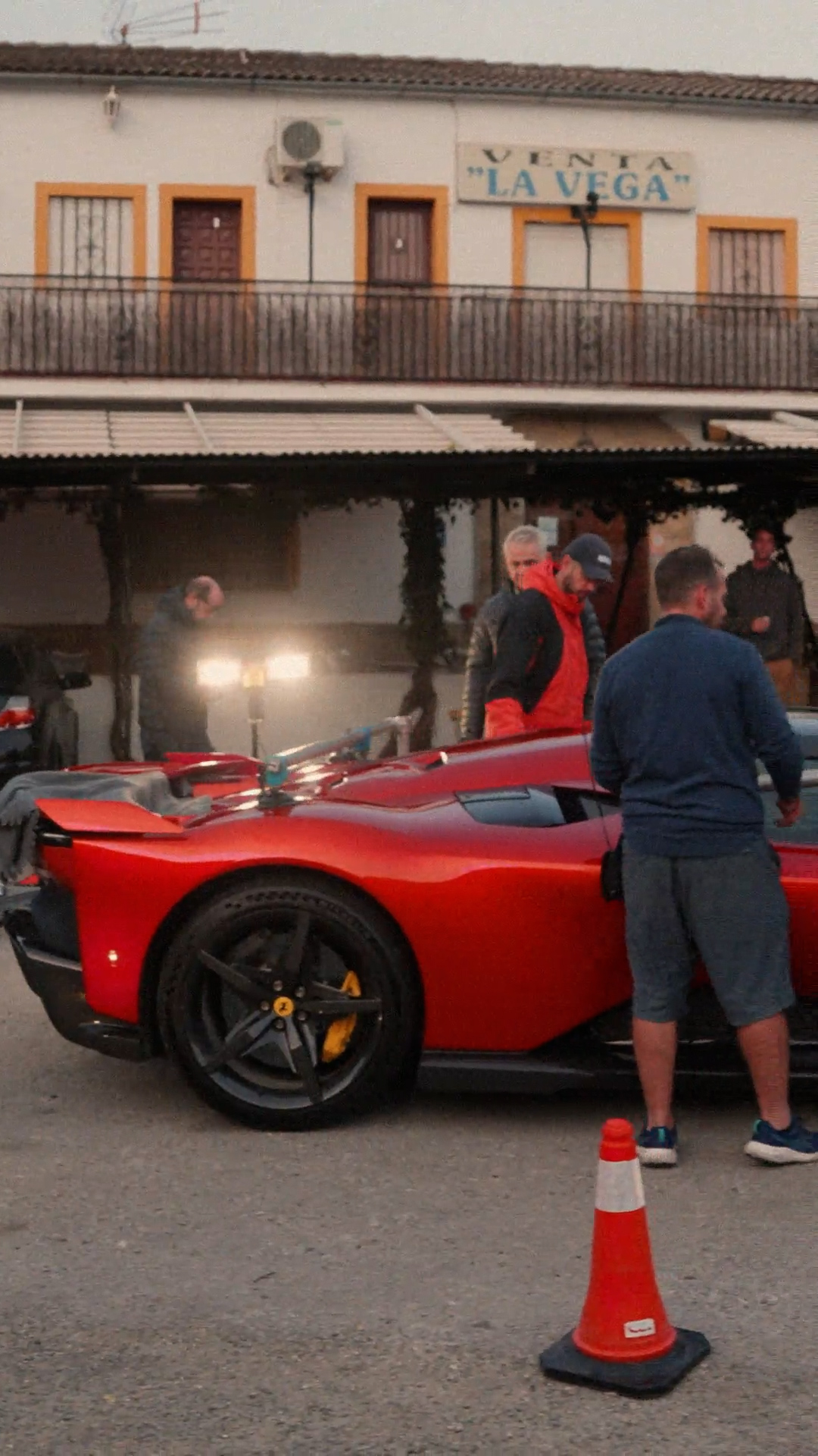 The Ferrari F80 on location at dusk