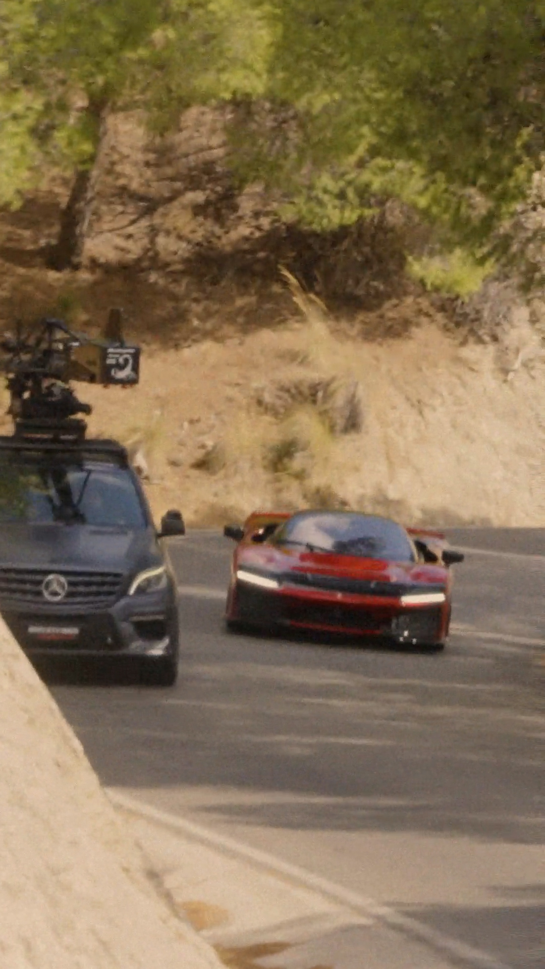 The F80 tracked by the camera car
